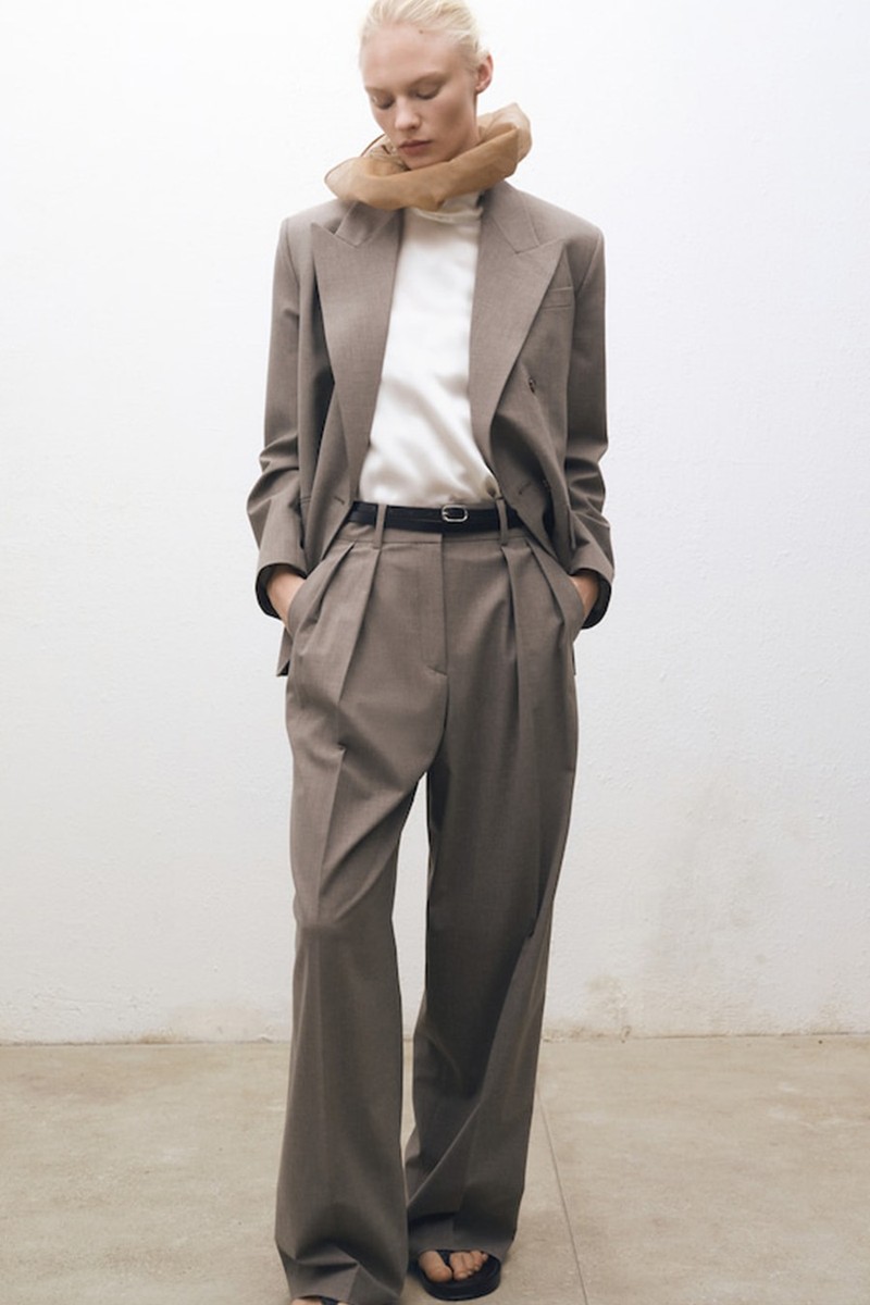 Wide-Leg Wool-Blend Suit Trousers from Mango