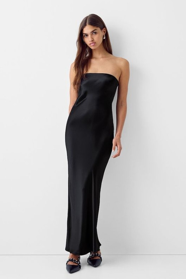Maxi Satin Bandeau Dress from Bershka