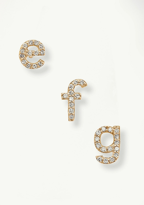 Alphabet Gold Diamond Single Earring from Stone And Strand 