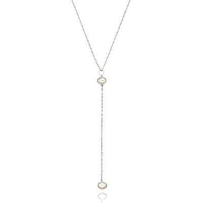 Silver Pearl Lariat Necklace from Lily & Roo