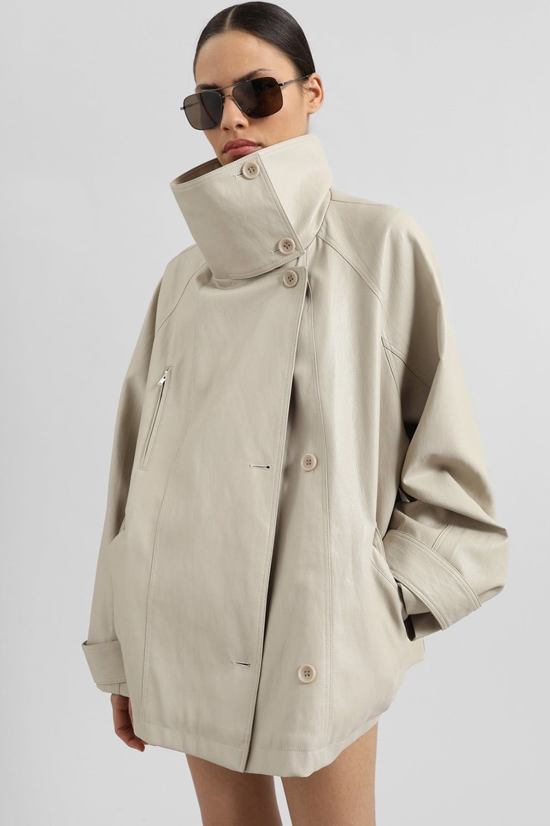 Amunta Faux Leather Trench Jacket