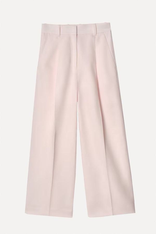 Relaxed Linen-Blend Wide-Leg Trousers