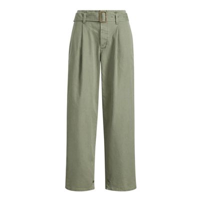 Belted Twill Straight Trouser