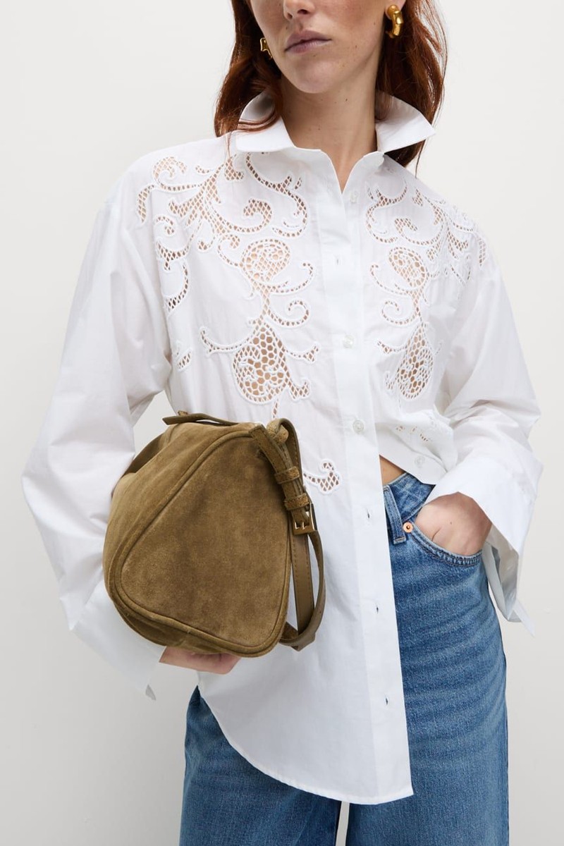 Pure Cotton Broderie Collared Shirt
