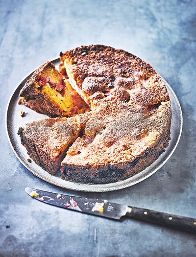 Orange & Rhubarb Polenta Cake