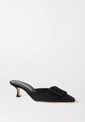 Maysale Buckled Suede Mules from Manolo Blahnik