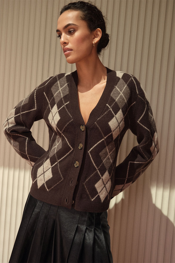 Argyle 100% Merino Wool N. Premium Cardigan from  Next