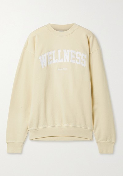 Wellness Embroidered Cotton-Jersey Sweatshirt from Sporty And Rich