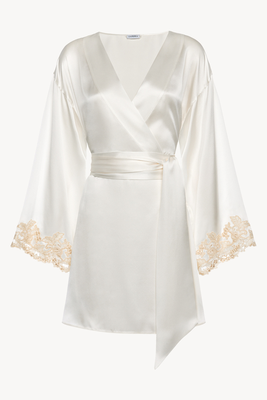 Silk Short Robe With Frastaglio from La Perla