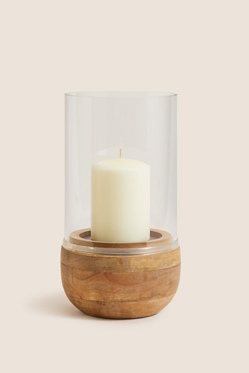 Wood & Glass Hurricane Lantern  from M&S