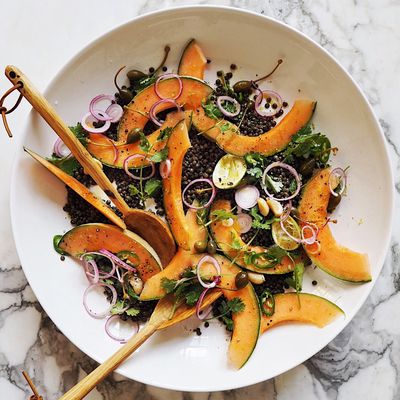 Puy Lentil, Confit Garlic, Coriander & Melon