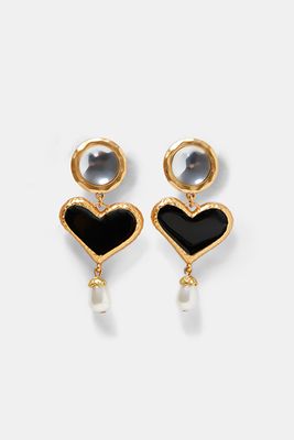 Pearl Bead Heart Earrings from Zara