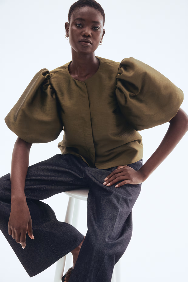 Balloon-Sleeved Blouse
