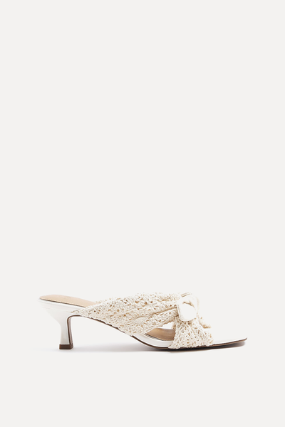 Crochet Knot Heeled Mule Sandals from River Island