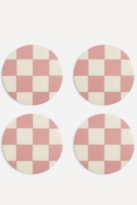 Set Of Four Pink-Check Coasters from Klevering