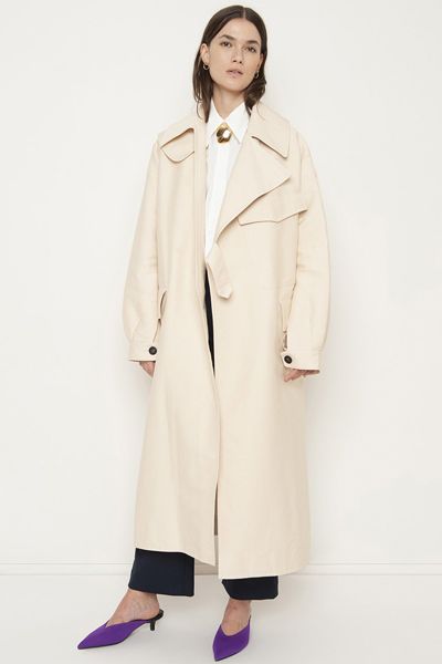 Light Beige Buckle Side Trench Coat