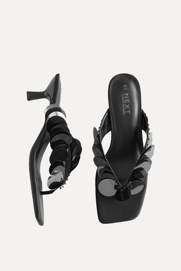 Forever Comfort Sequin Toe Thong Kitten Heels from Next