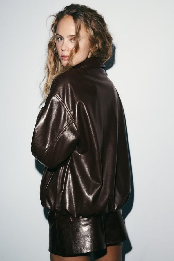 Faux Leather Bomber Jacket