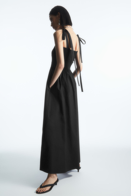 Tie-Detail Smocked Midi Dress from COS