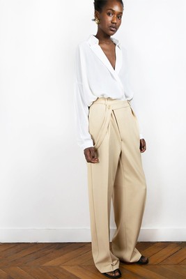 Crossover Single Pleat Pants in Corn Silk