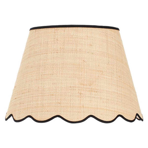 Raffia Scallop Lamshade With Black Trim 14”