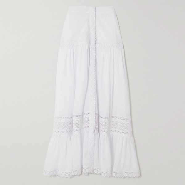 Ann Guipure Lace-Trimmed Voile Skirt from Charo Ruiz