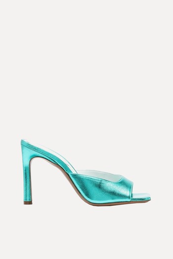 100mm High-Heel Metallic-Finish Sandals from The Saddler