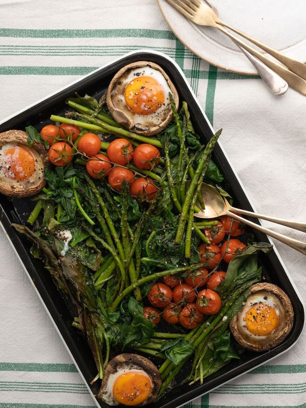 Melissa Hemsley's Stuffed Mushrooms With Asparagus & Tomatoes