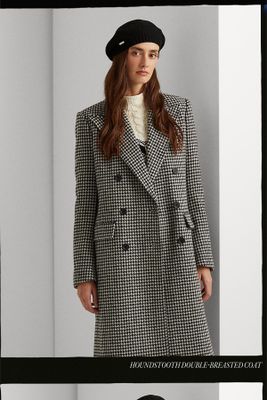 Houndstooth Double-Breasted Coat