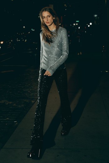 Flared Sequinned Leggings from Zara