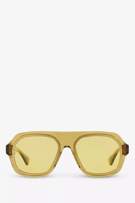 Rectangle-Frame Acetate Sunglasses from Bottega Veneta