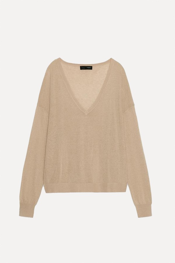 Fine Knit V-Neck Jumper