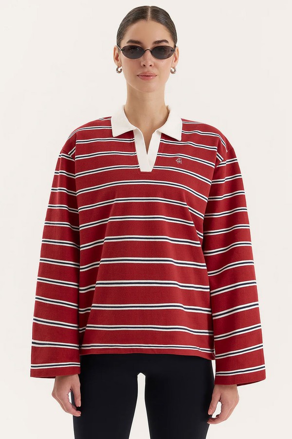 Alicia Multi Stripe Oversized Rugby Top from 4th & Reckless