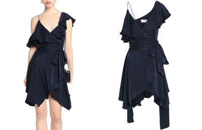 Asymmetric Ruffled Washed Silk Wrap Dress from Zimmermann