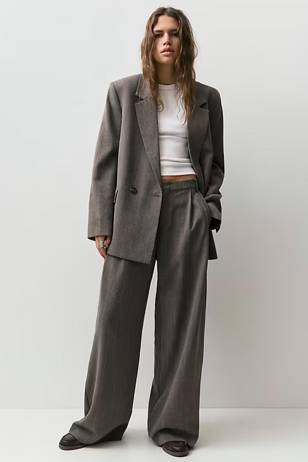 Striped Double-Breasted Blazer from Pull&Bear