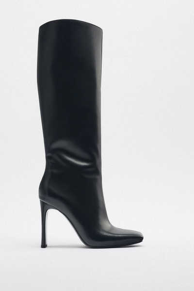 Leather High-Heel Boots from Zara