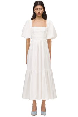 White Taffeta Puff Sleeve Midi Dress from Self-Portrait 