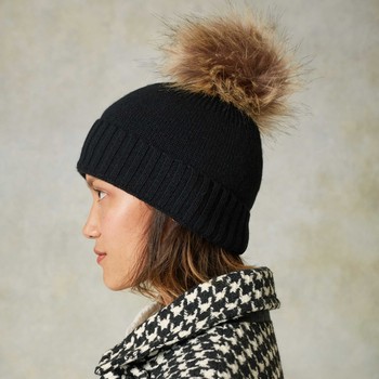 Cashmere Beanie Hat + Detachable Bobble from Me & Em