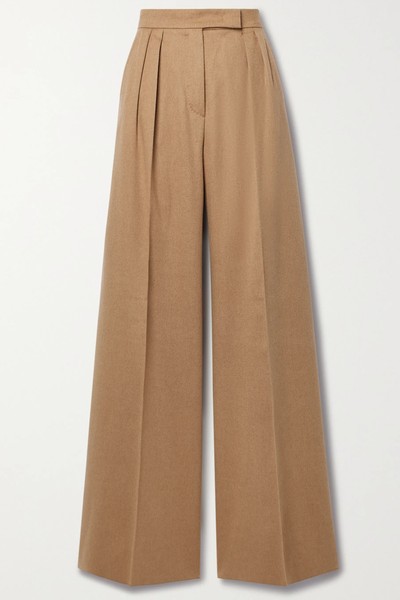 Werther Pleated Wool-Flannel Wide-Leg Pants from Max Mara