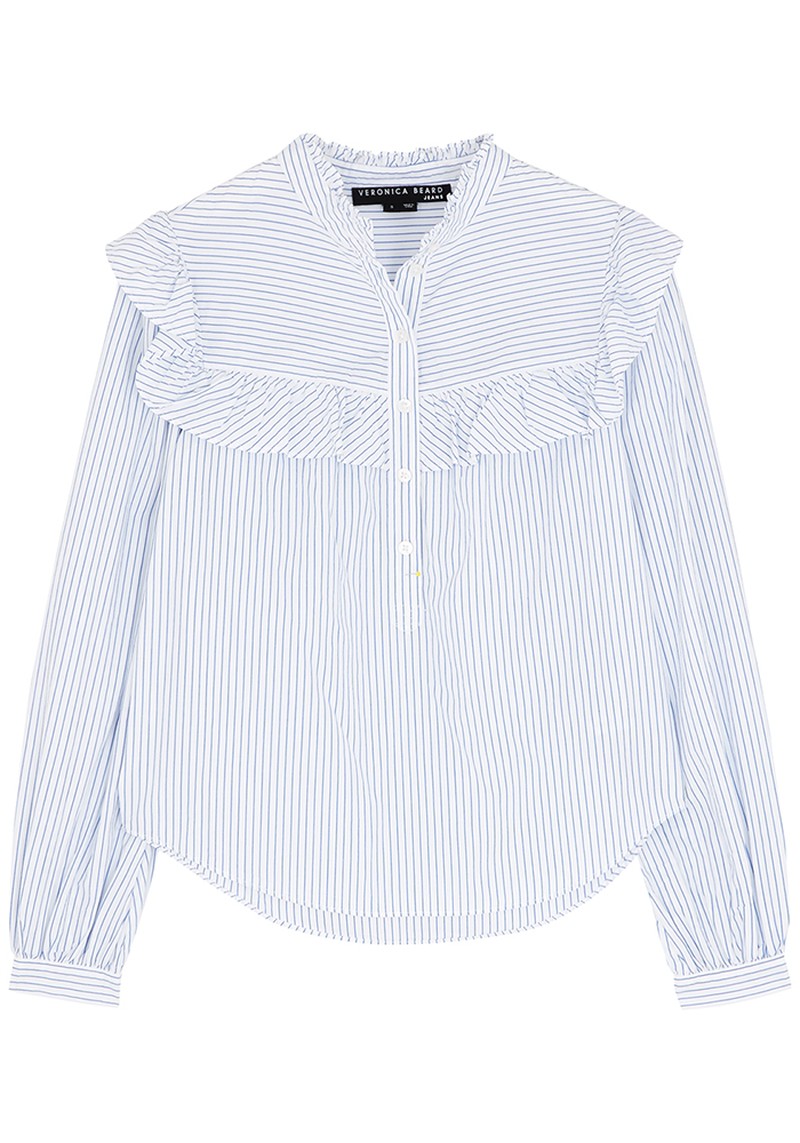 Sonnet Striped Ruffled Cotton Blouse from Veronica Beard