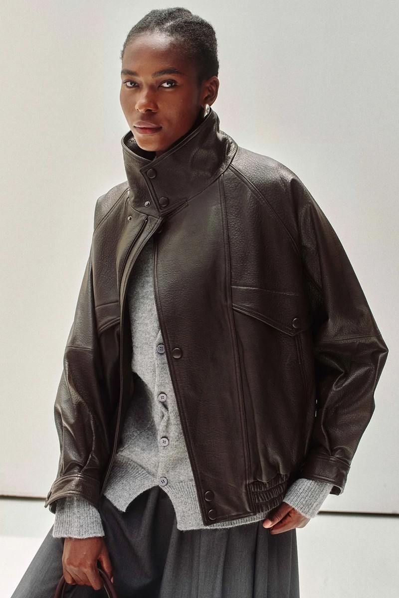 High-Neck New Zealand Leather Jacket from Hemi Blurr