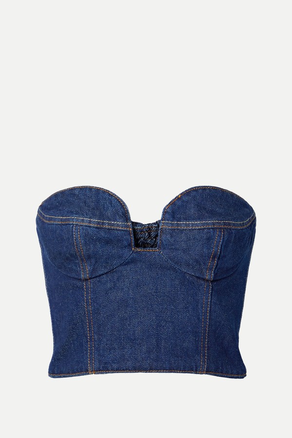 Strapless Cropped Denim Bustier Top from Magda Butrym