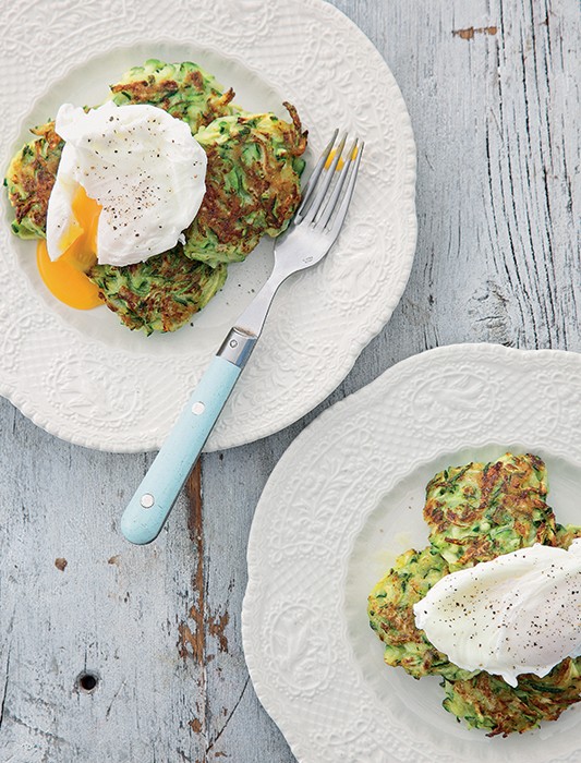 Courgette Fritters With Poached Eggs