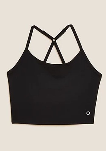 Scoop Neck Cross Back Strappy Crop Top