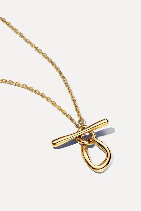 Organically Shaped Circles T-Bar Necklace