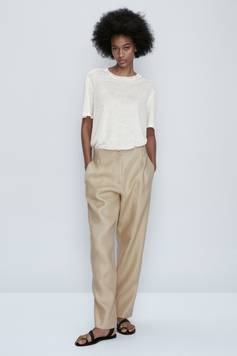 100% Linen Darted Trousers from Massimo Dutti