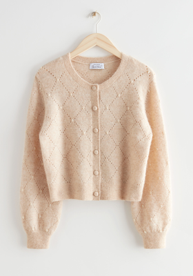 Pointelle Knit Floral Embroidery Cardigan from & Other Stories 