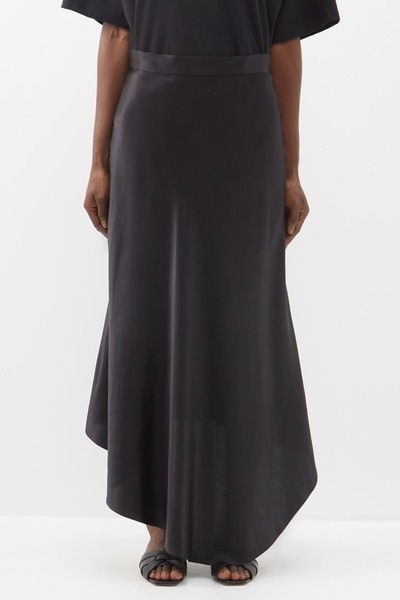 Dip-Hem Silk-Satin Midi Slip Skirt from Raey