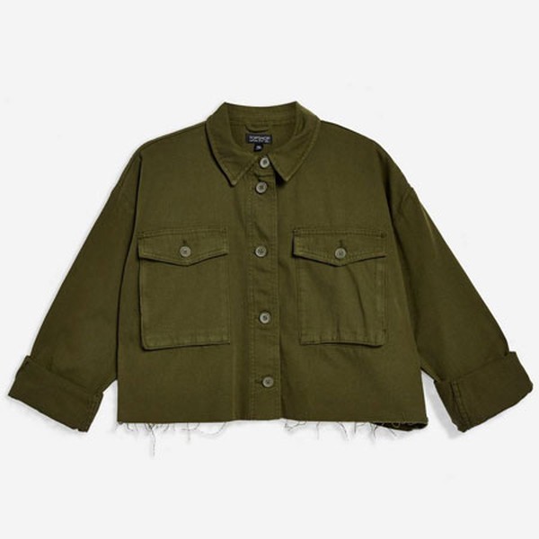 Raw Hem Cropped Shacket from Topshop