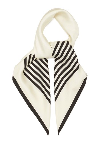 No.1 Striped-Border Silk Scarf from LeScarf